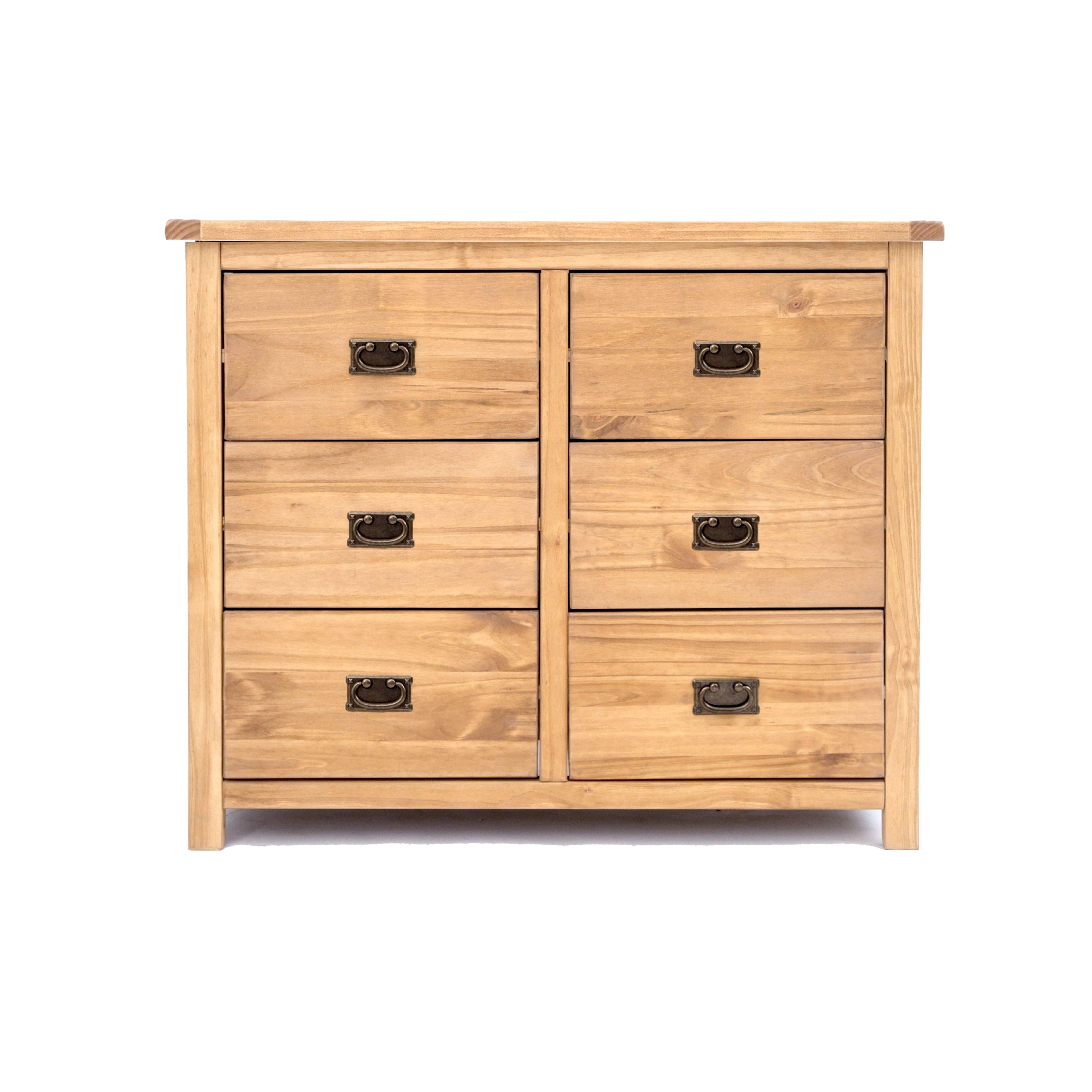 Cabinet Bits Lugo 6 Drawer Chest of Drawers Bras Drop Handle in Light Brown