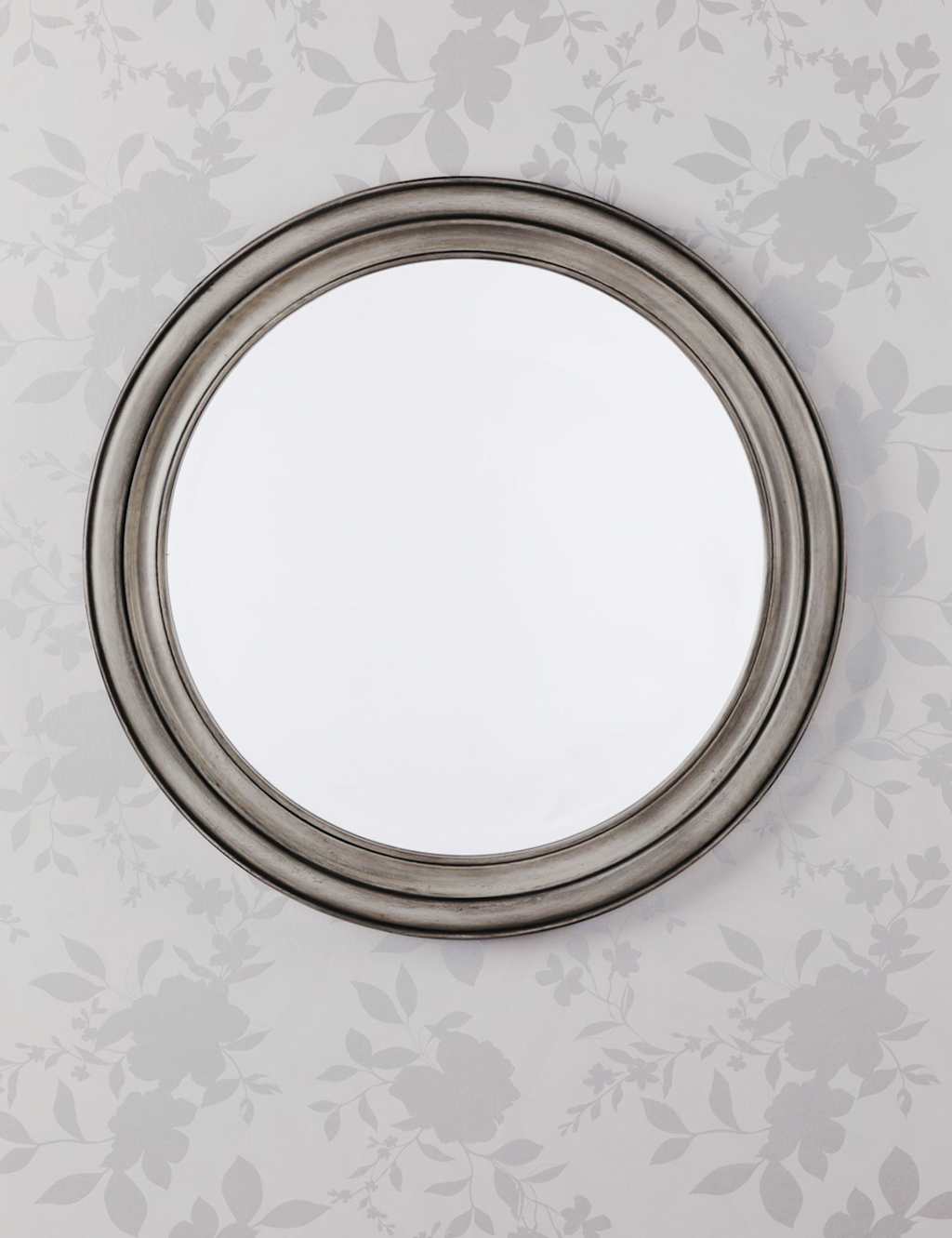 Laura Ashley Tate Wooden Round Wall Mirror Grey