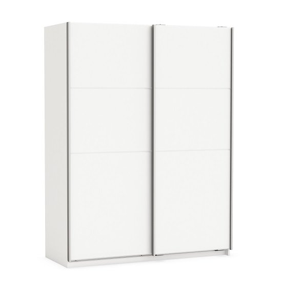 Rossett Wooden Wardrobe Large In Pearl White And Linen