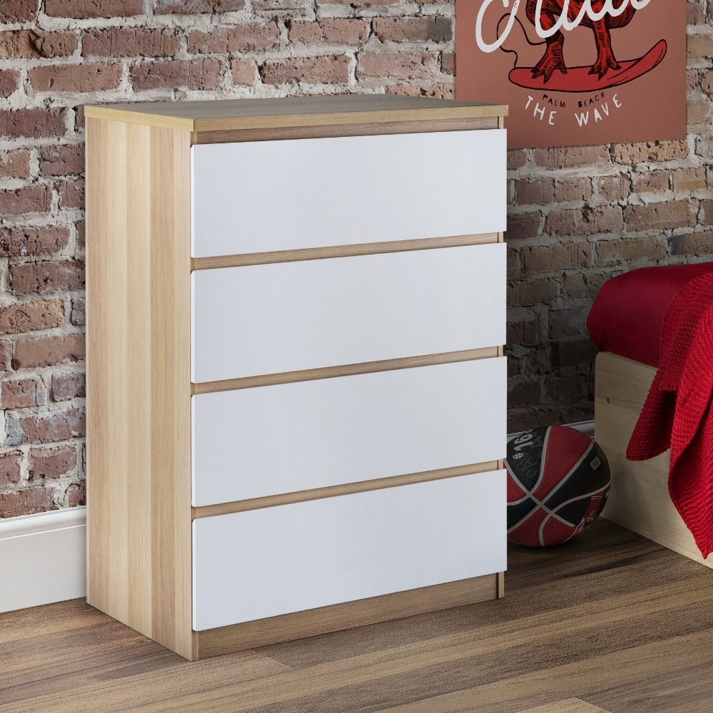 Jupiter Oak and White 4 Drawer Chest