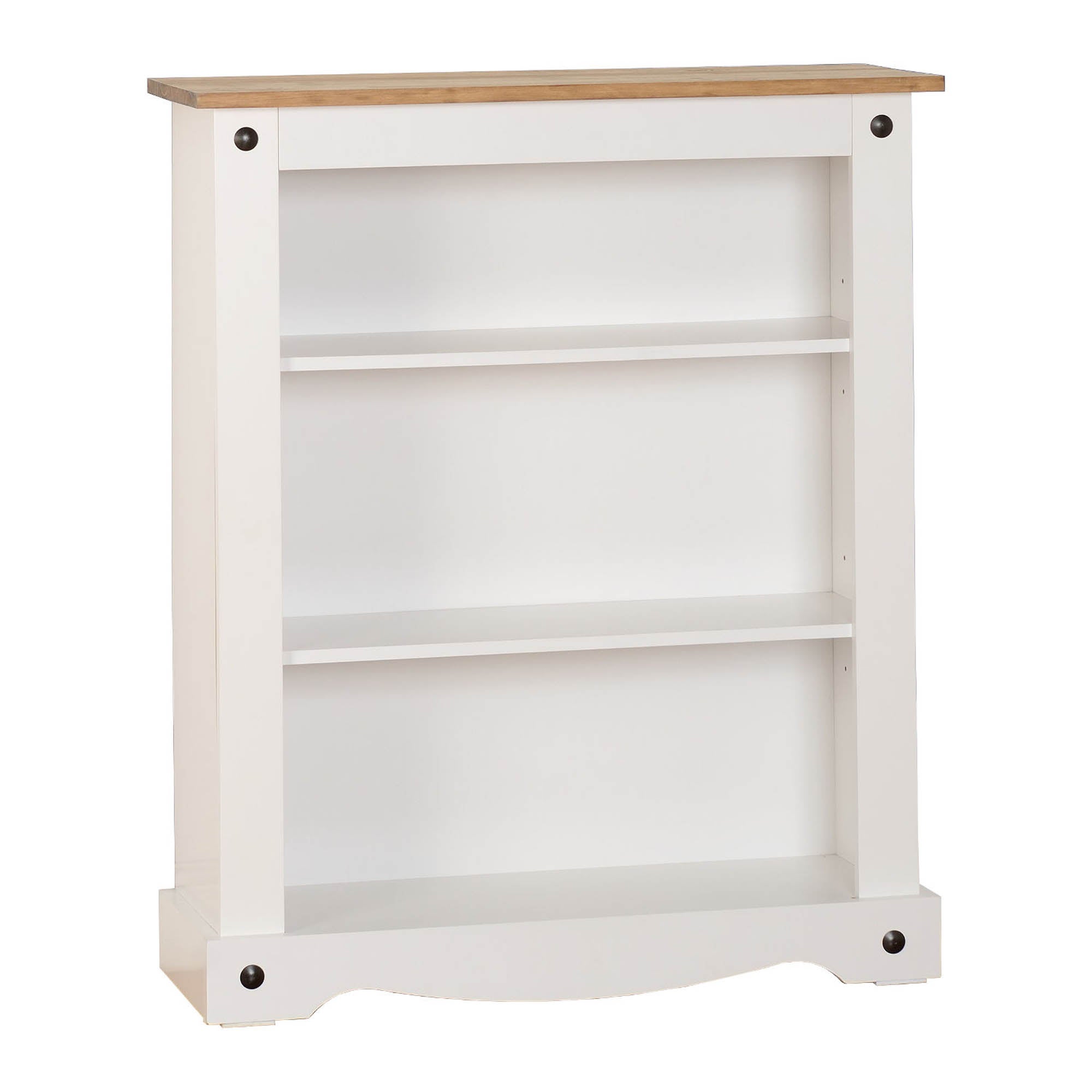 Corona Pine White Low Bookcase White and Brown