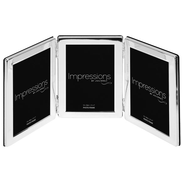 Impressions Silver Plated Flat Edge Folding Multi Photo Frame