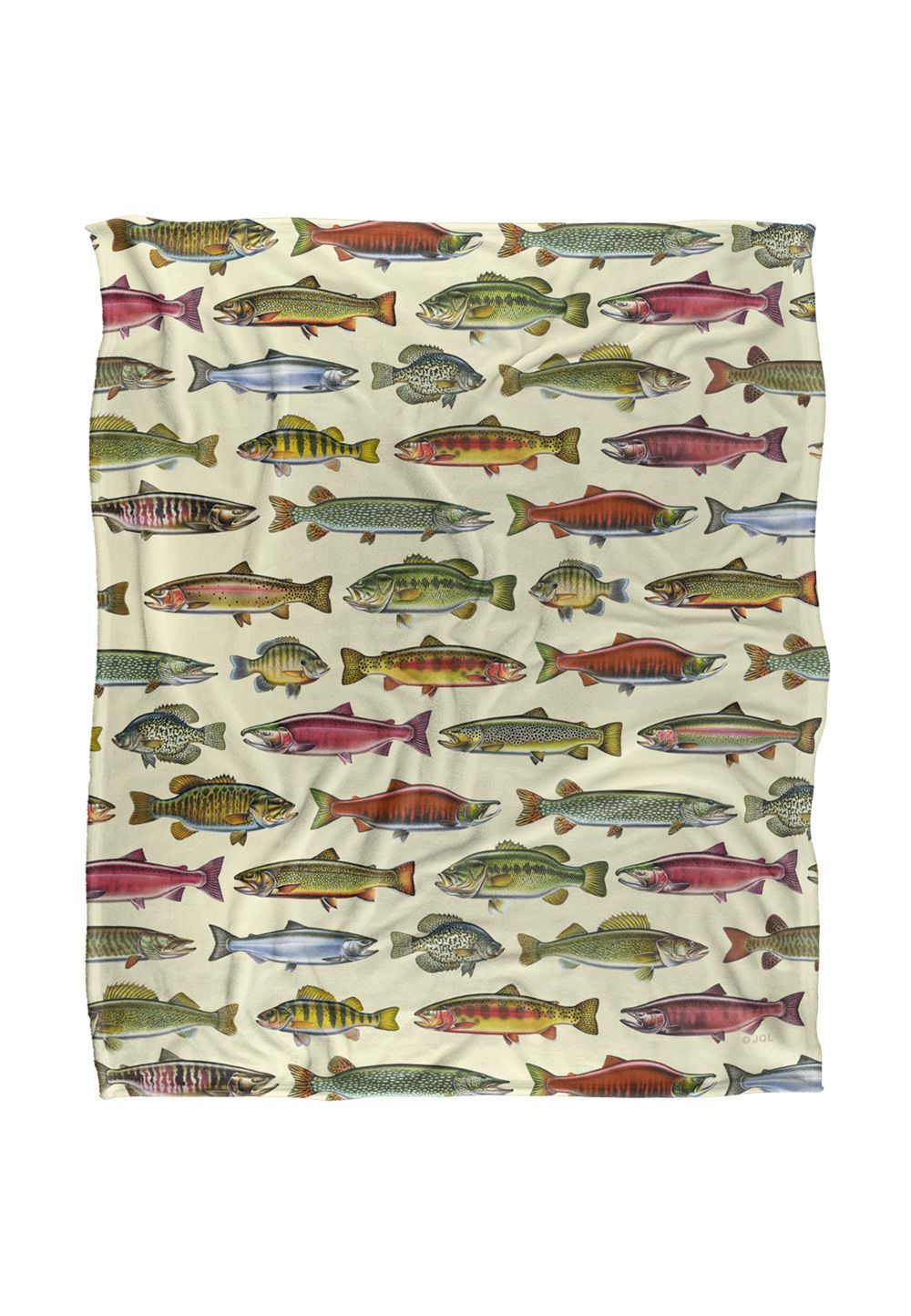 JQ Licensing Fishing Freshwater Fish Silky Touch Super Soft Throw Blanket 152 X 127 cm in White
