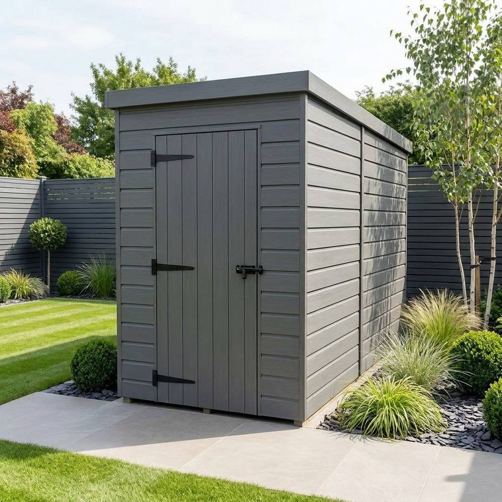 Buttercup Farm 4ft x 10ft Composite Pent Garden Shed Single Door No Windows - Grey 2