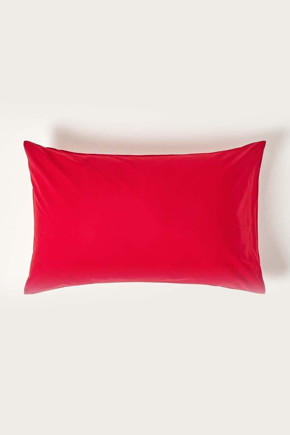 Homescapes Egyptian Cotton Housewife Pillowcase 200 TC, Standard Size in Red