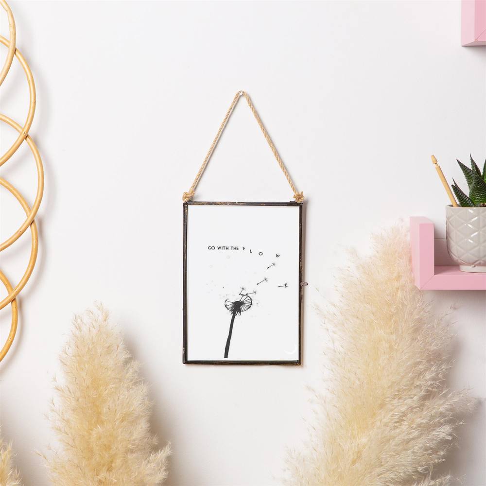 Nicola Spring 2x Hanging Metal Photo Frames - 5" x 7" - Picture Frame Wall Mounted Frame with Rope in Black 5
