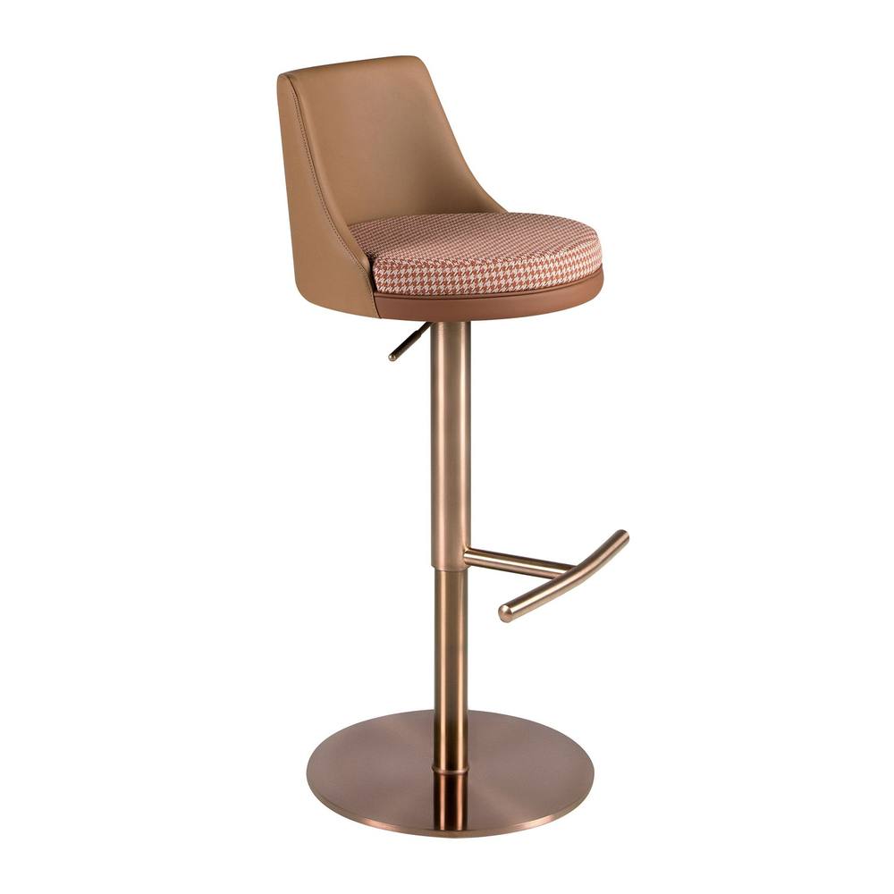 Angel Cerda Fabric Swivel Bar Stool with Leatherette Backrest in Brown