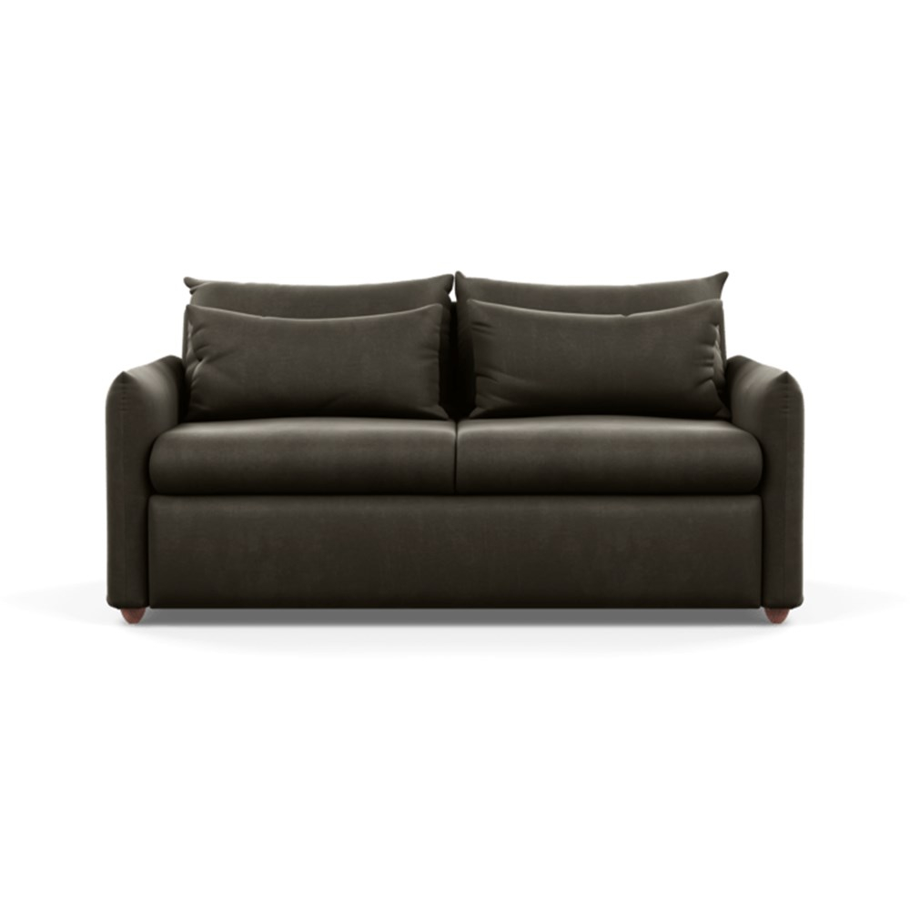Heal's Pillow Sofa Bed Velvet Charcoal Chestnut Stain Feet