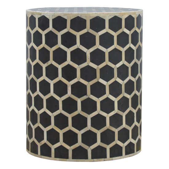 Ouzo Wooden Occasional Stool In Bone Inlay