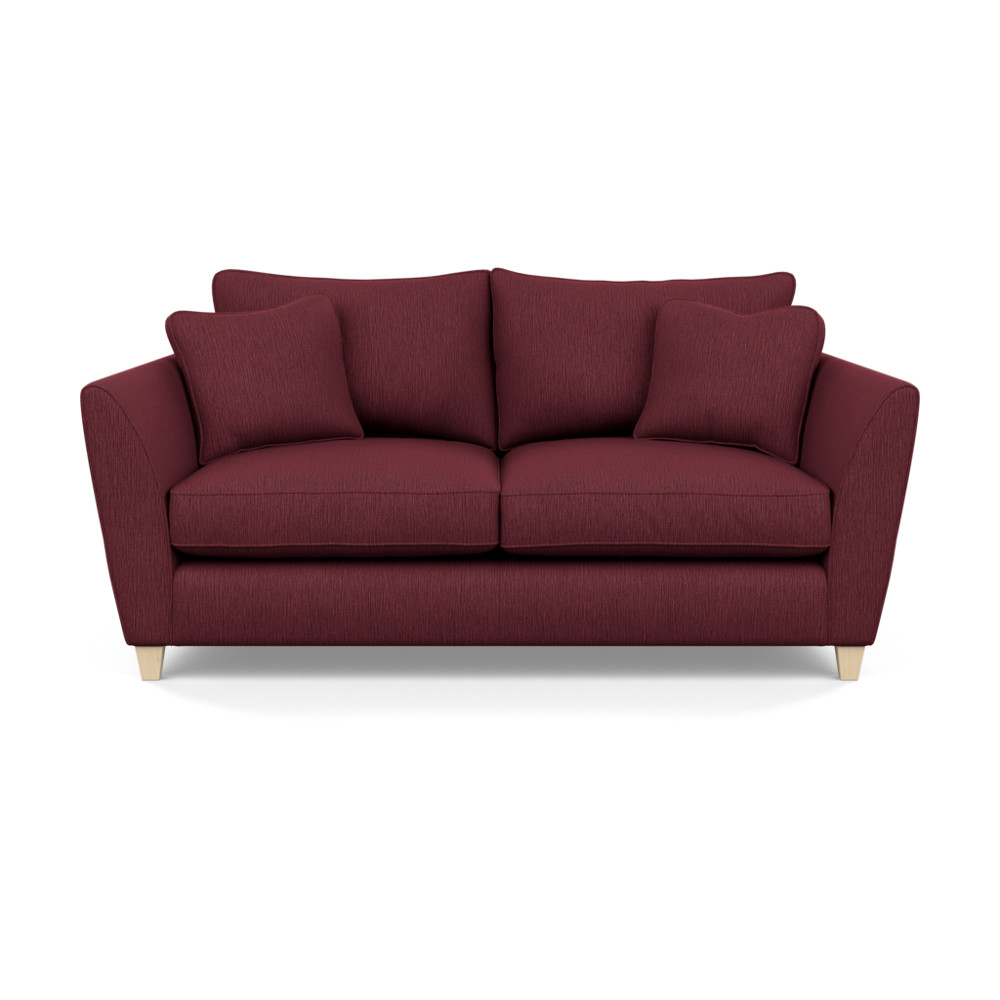 Heal's Torino 3 Seater Sofa Smart Linen Maroon Natural Ash Feet