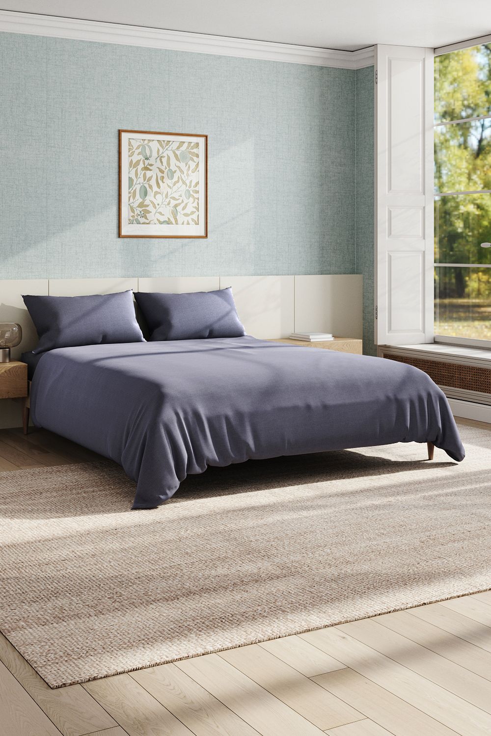 Garden Sanctuary Solid Color Double Size Bedding Simple Brushed Fiber Four-Piece Set in Grey
