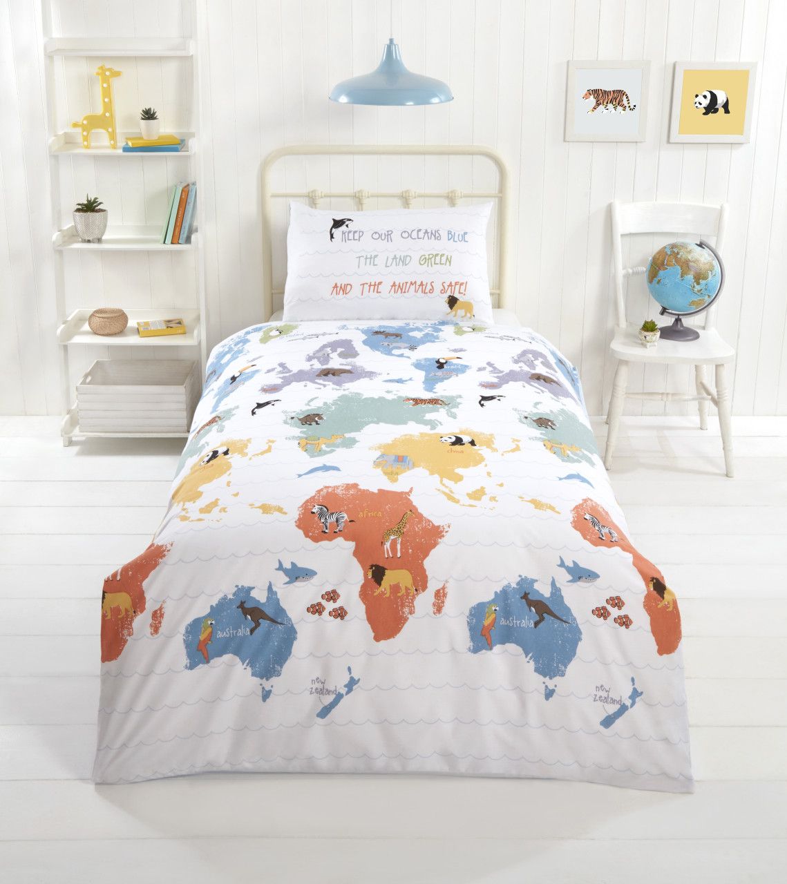 Rapport Home PH My World Polycotton Reversible Duvet Cover Set With Pillowcase in White