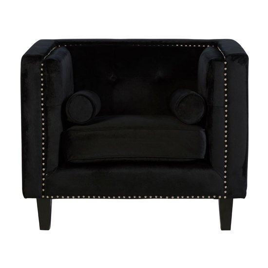 Felisen Velvet Upholstered Armchair In Black