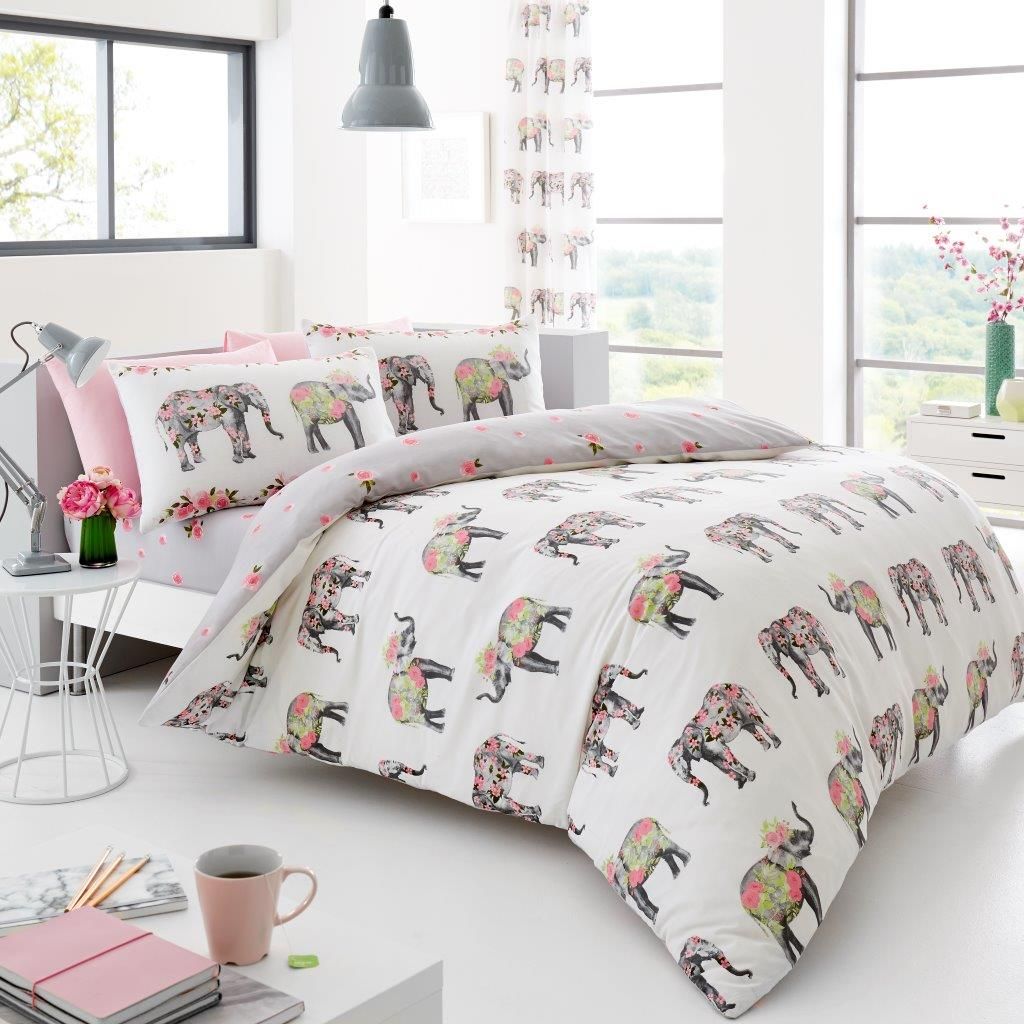 Smart Living Printed Duvet Cover & Pillowcase Set in White