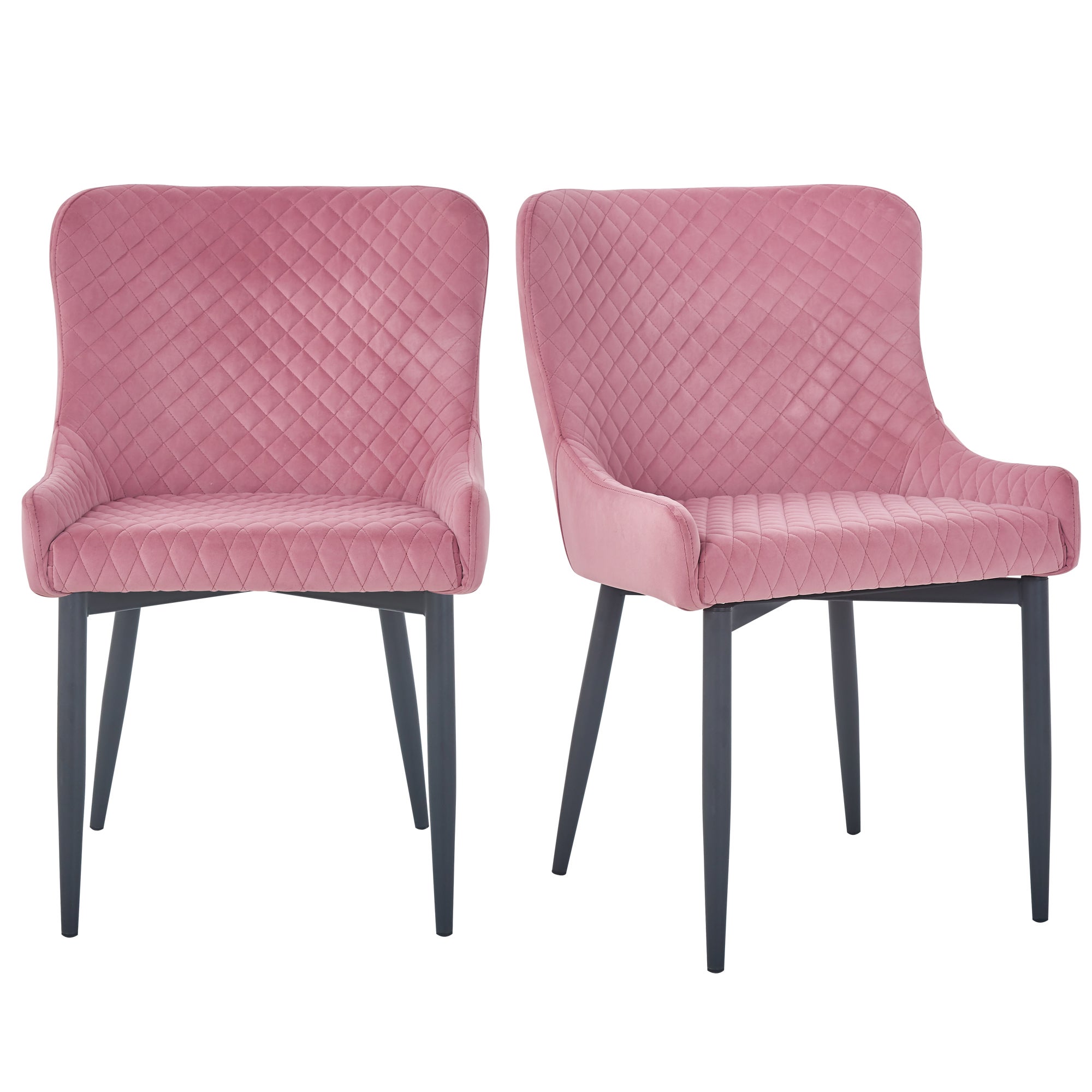 Montreal Set of 2 Dining Chairs Pink Velvet Pink
