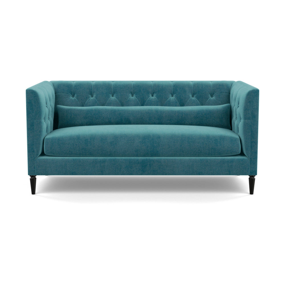 Heal's Balmoral 3 Seater Sofa Smart Luxe Velvet Airforce Blue Black Feet