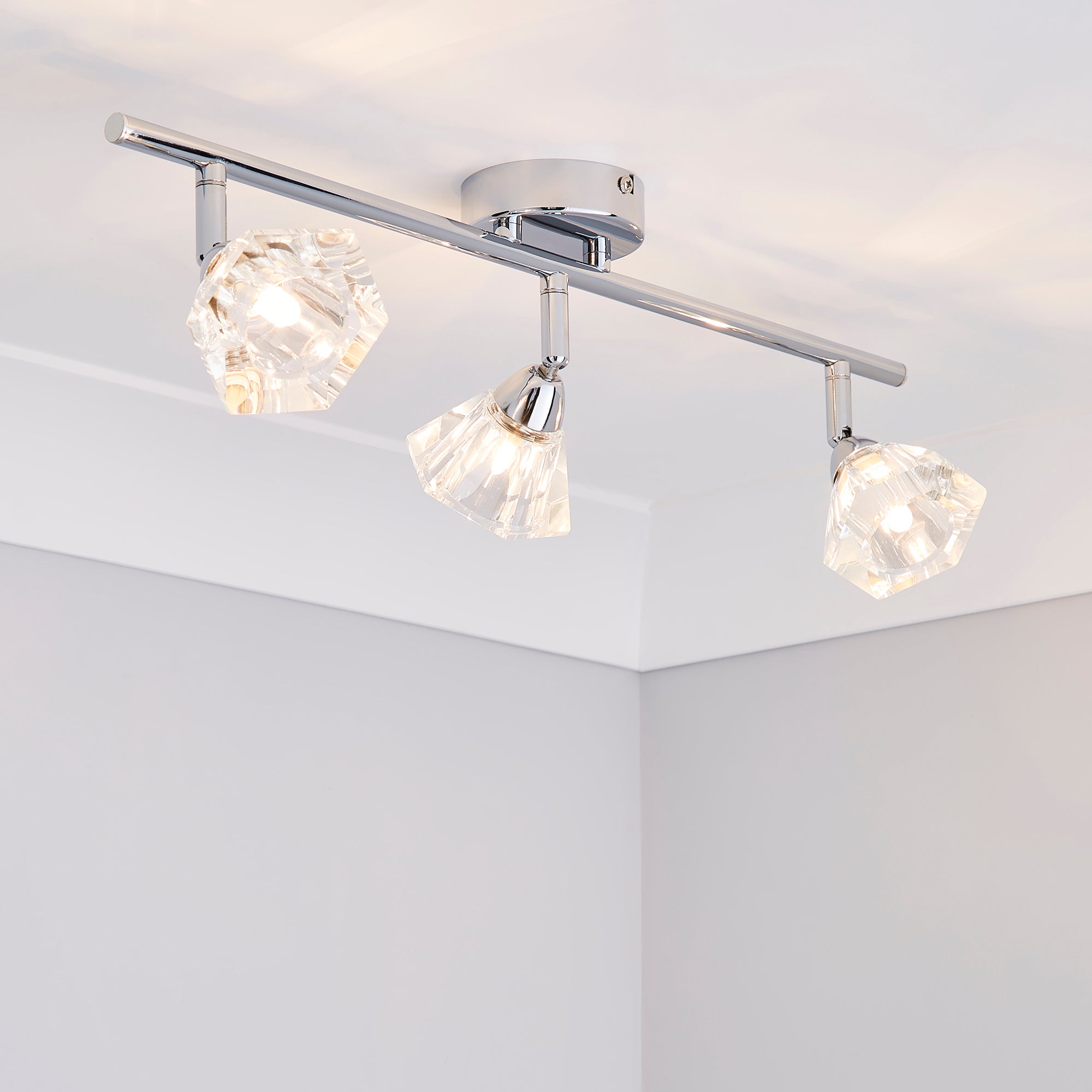 Khobi 3 Light Glass Spotlight Bar Silver
