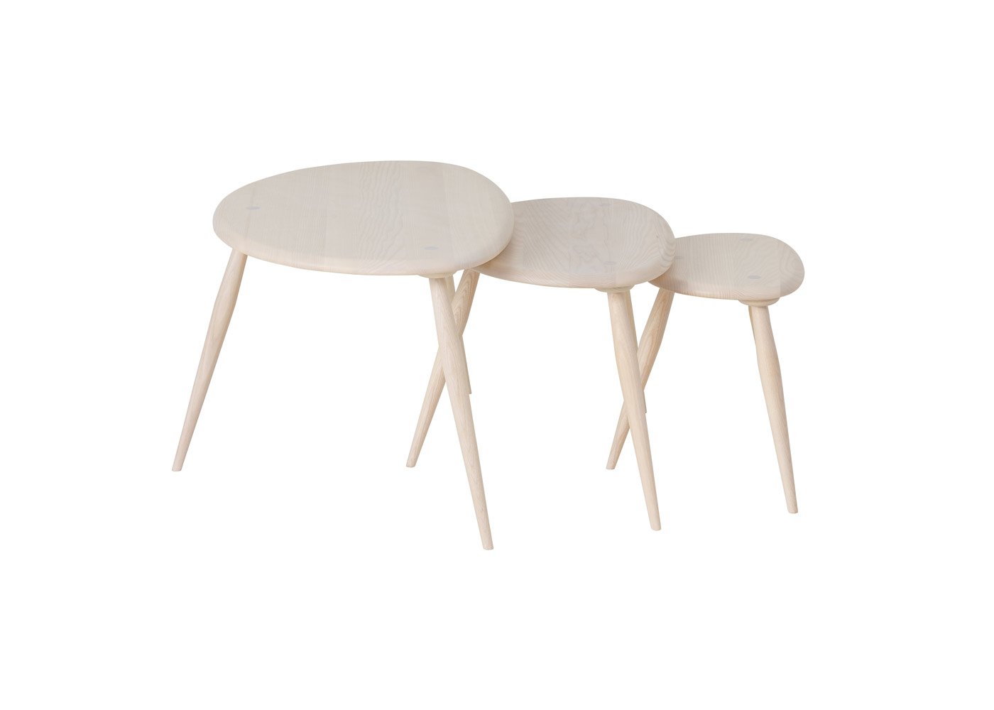 Ercol Pebble Nest of Tables Clear Matt Ash