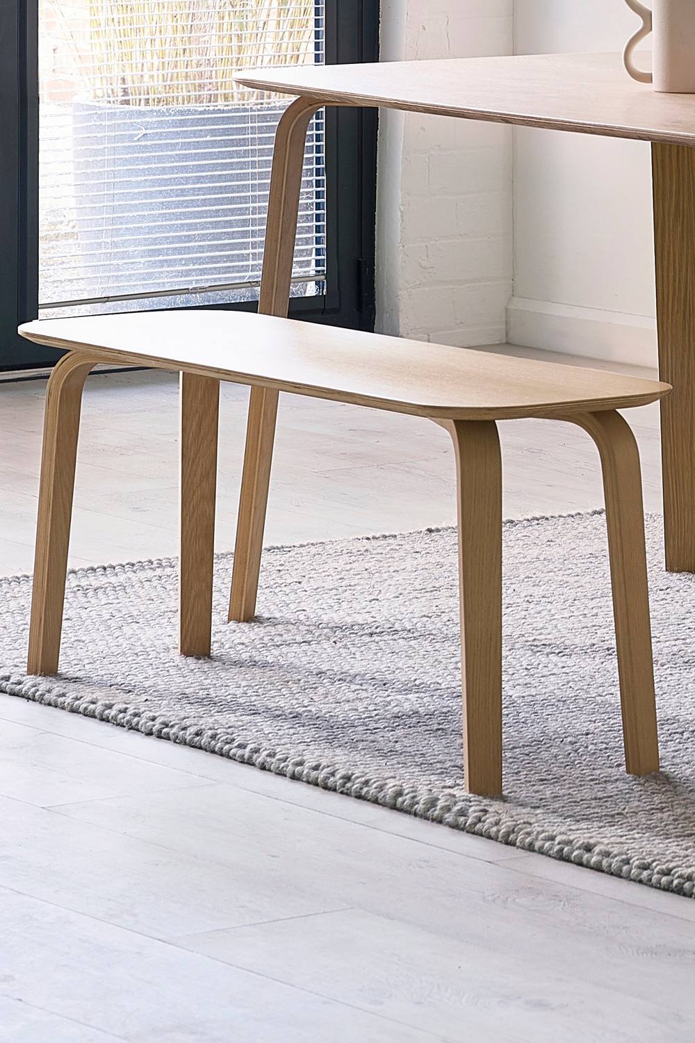 Julian Bowen Kaito 2 Seater Dining Bench with Curved Legs in Light Oak
