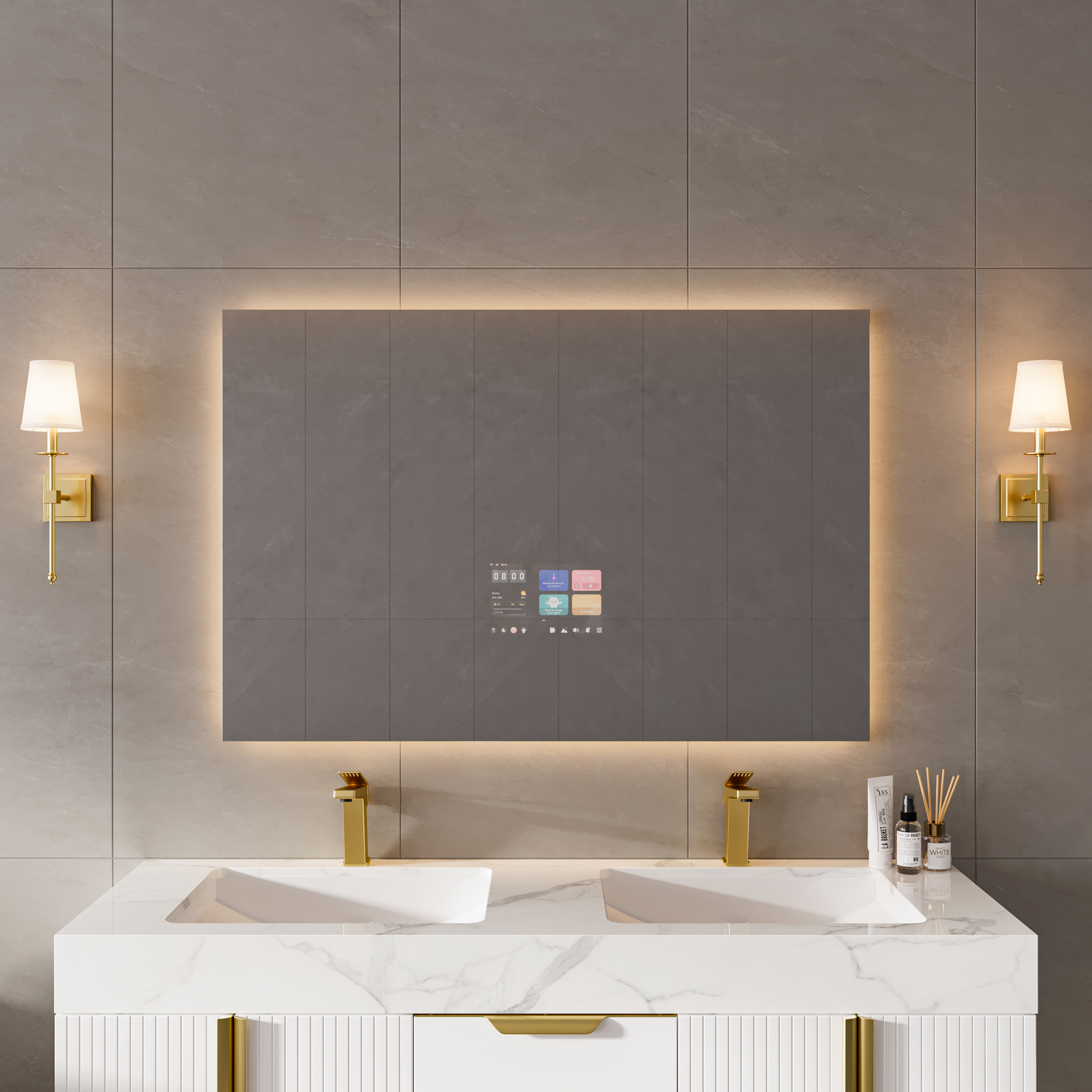 1200mm x 700mm Smart Bathroom Mirror Waterproof Touchscreen with Multi-Function