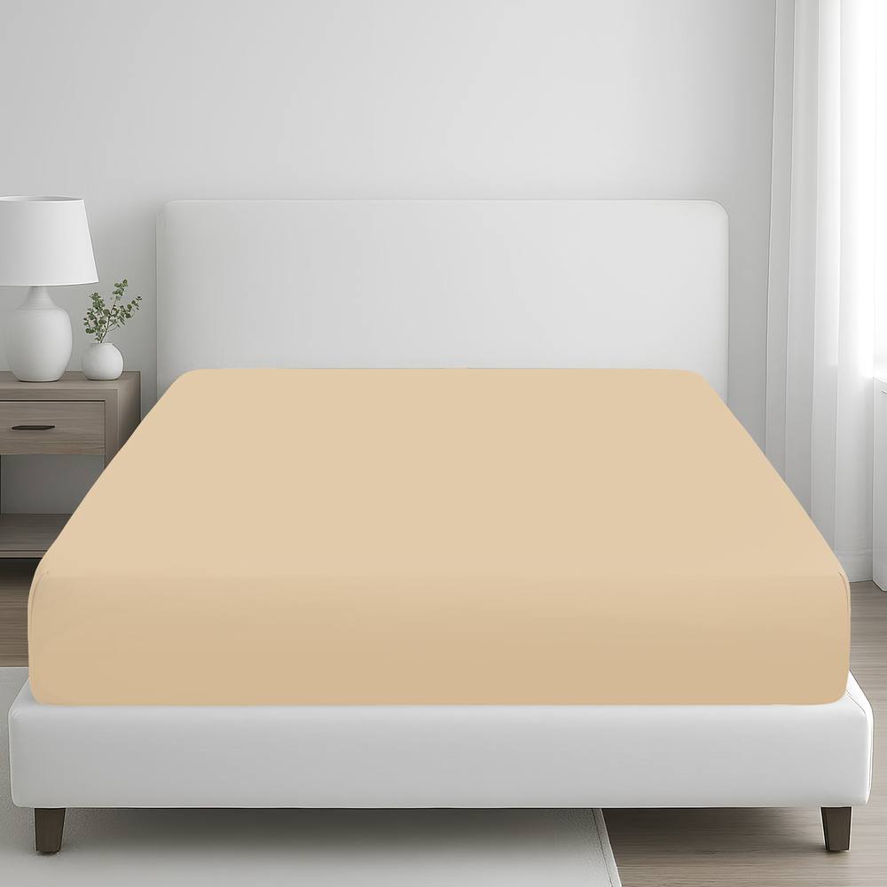 Grace 100% Egyptian Cotton 35cm Extra Deep Pocket Fitted Sheets in Beige