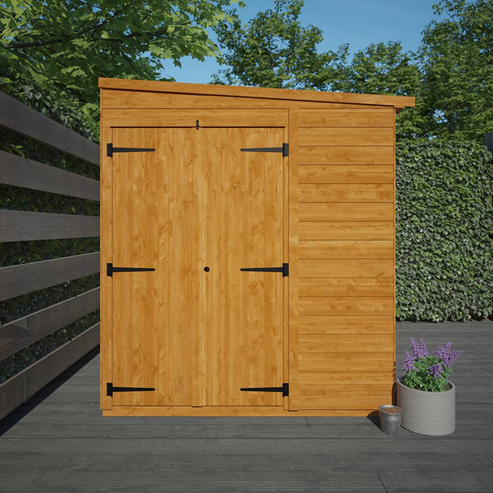 Buttercup Farm 8 x 6 Feet Flex Pent Double Door Windowless 12mm Flex in Burnt Orange 3
