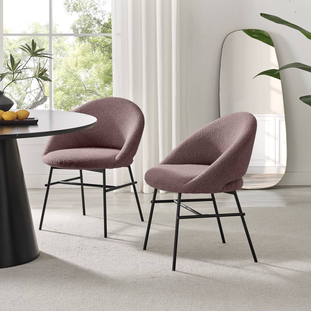 FurnitureboxUK 2x Nella Dusky Pink Fabric Dining Chairs in Terracotta
