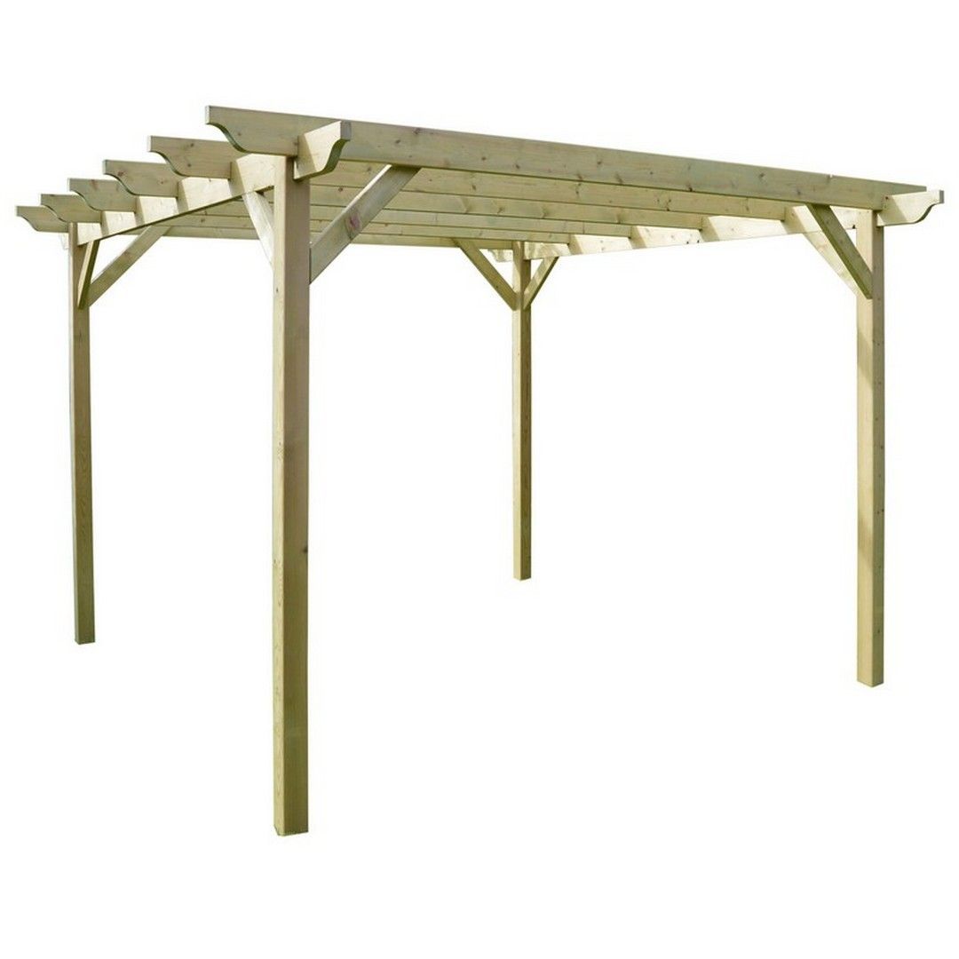 Rutland County Garden Furniture Ltd Garden Pergola - Wood - L480 x W480 x H270 cm - Rustic Brown in Light Green