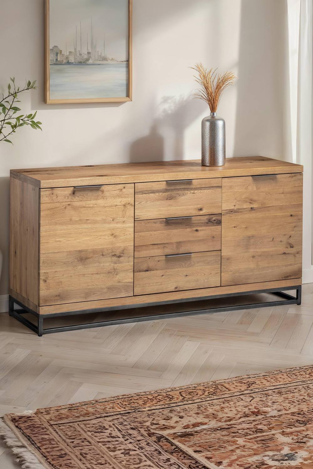 Julian Bowen Brooklyn 2 Door 3 Drawer Sideboard in Light Oak