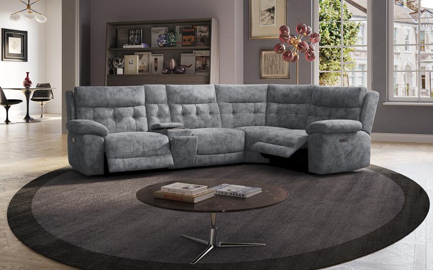Fabric Belford 3 Corner 1 Power Recliner Sofa with Console