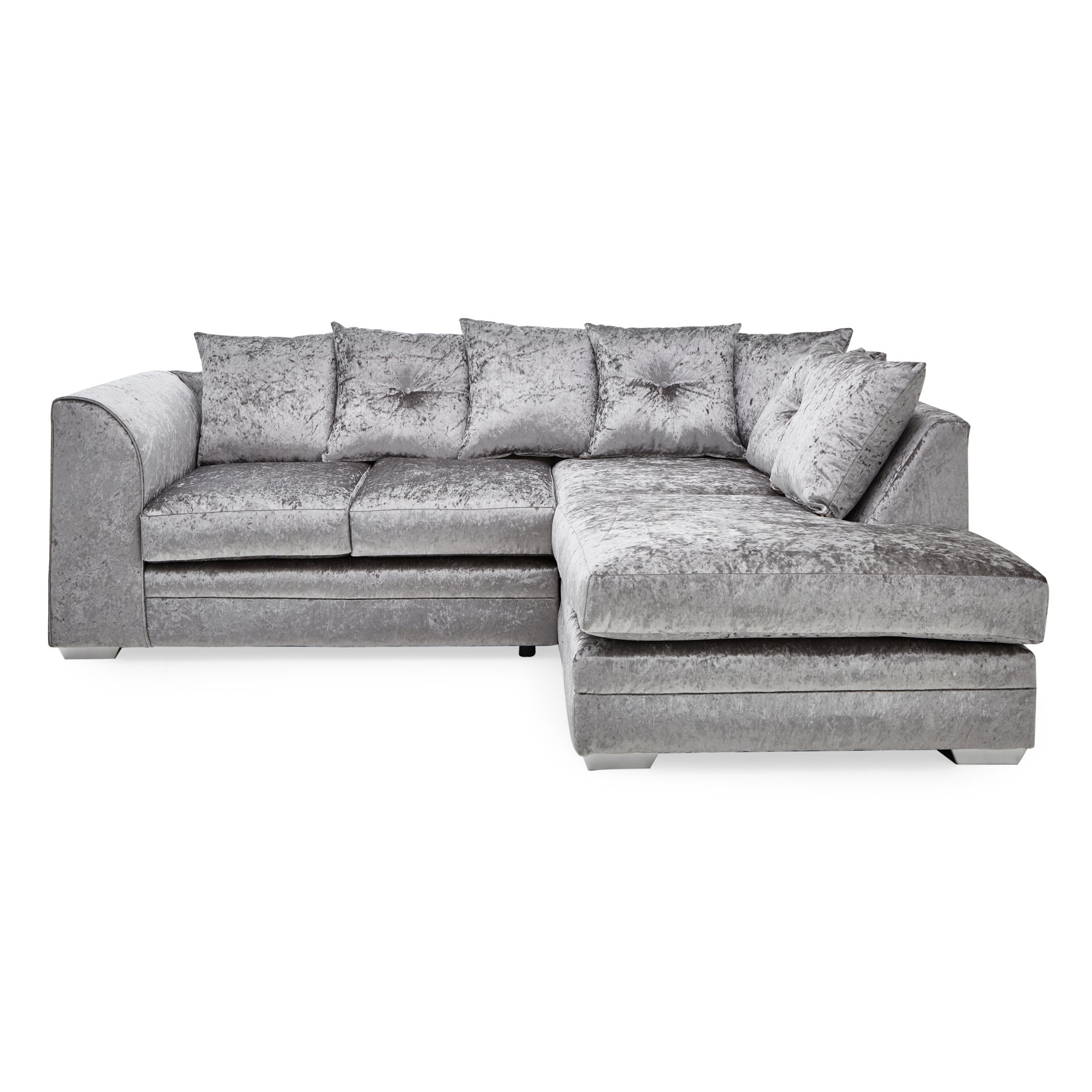 Blake Crushed Velvet Right Hand Corner Sofa Silver