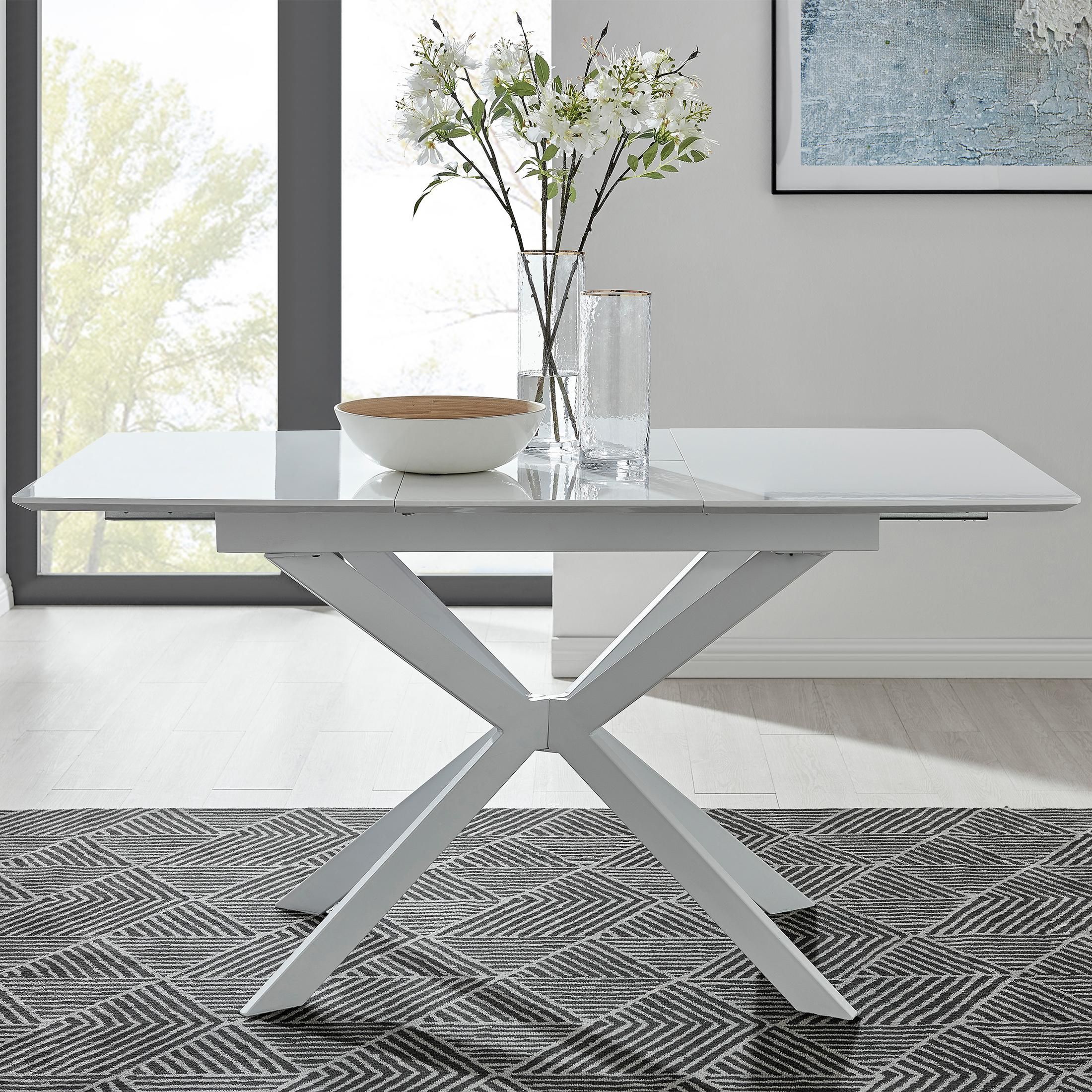 FurnitureboxUK Lira 100cm Rectangular Extending High Gloss 4-6 Seat Dining Table in White