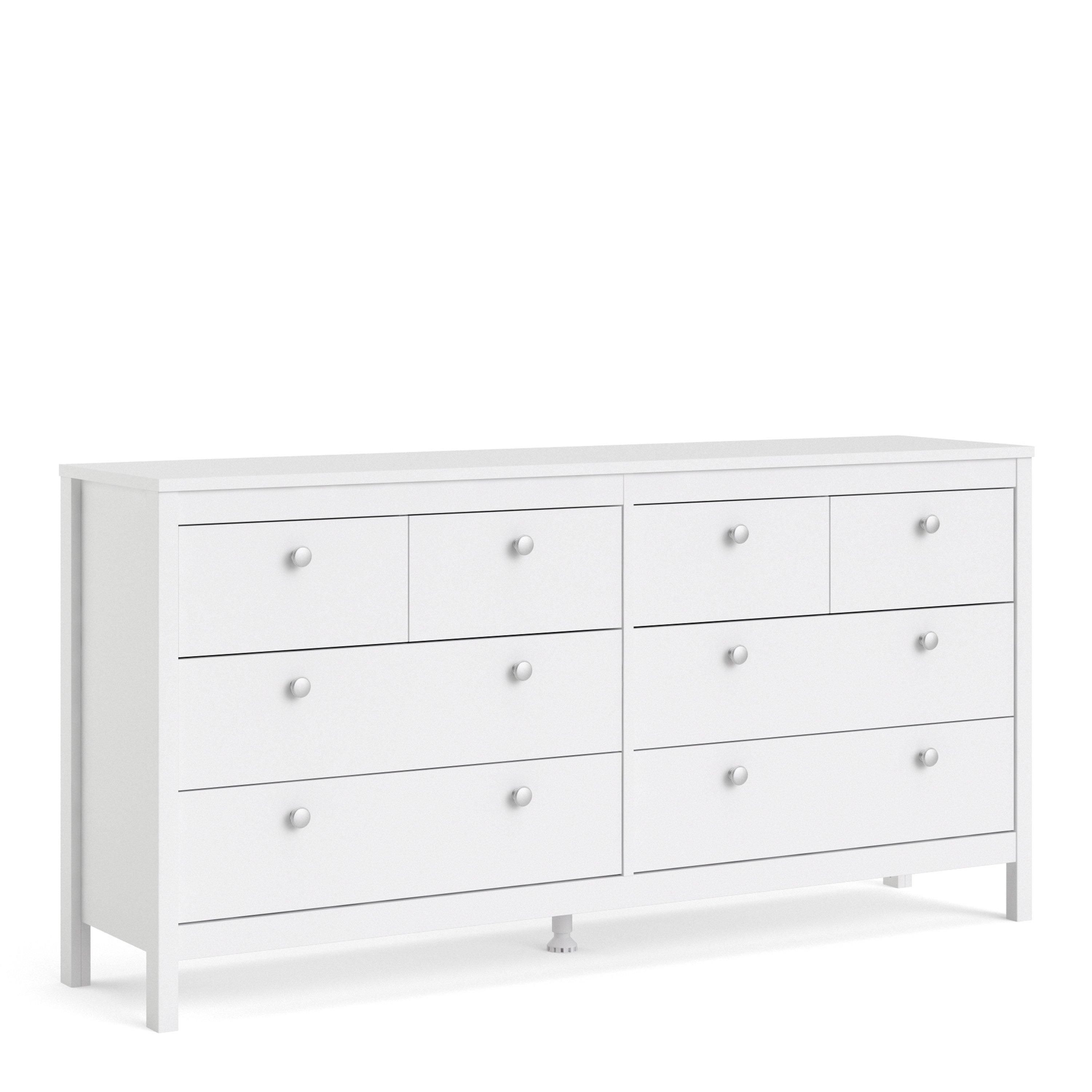 Furniture To Go Madrid Double Dresser 4+4 Drawers in White