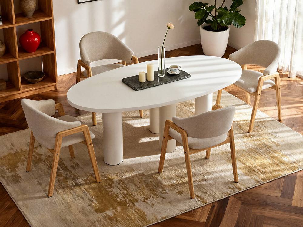 Vente-unique 8-Seater MDF Dining Table - Beige - FALYN