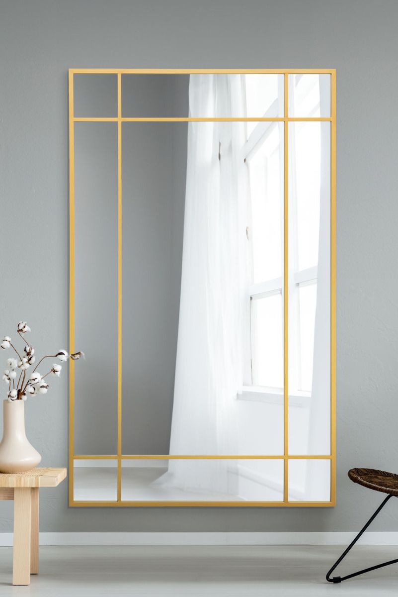 MirrorOutlet Gold Contemporary Wall & Leaner Mirror 71" X 43" (180 x 110CM)