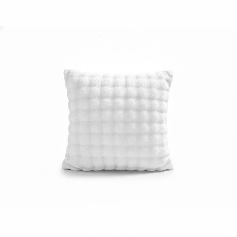 Snug City Square Teddy Design Cushion Cover Soft Plush Decorative Cushion Case in White