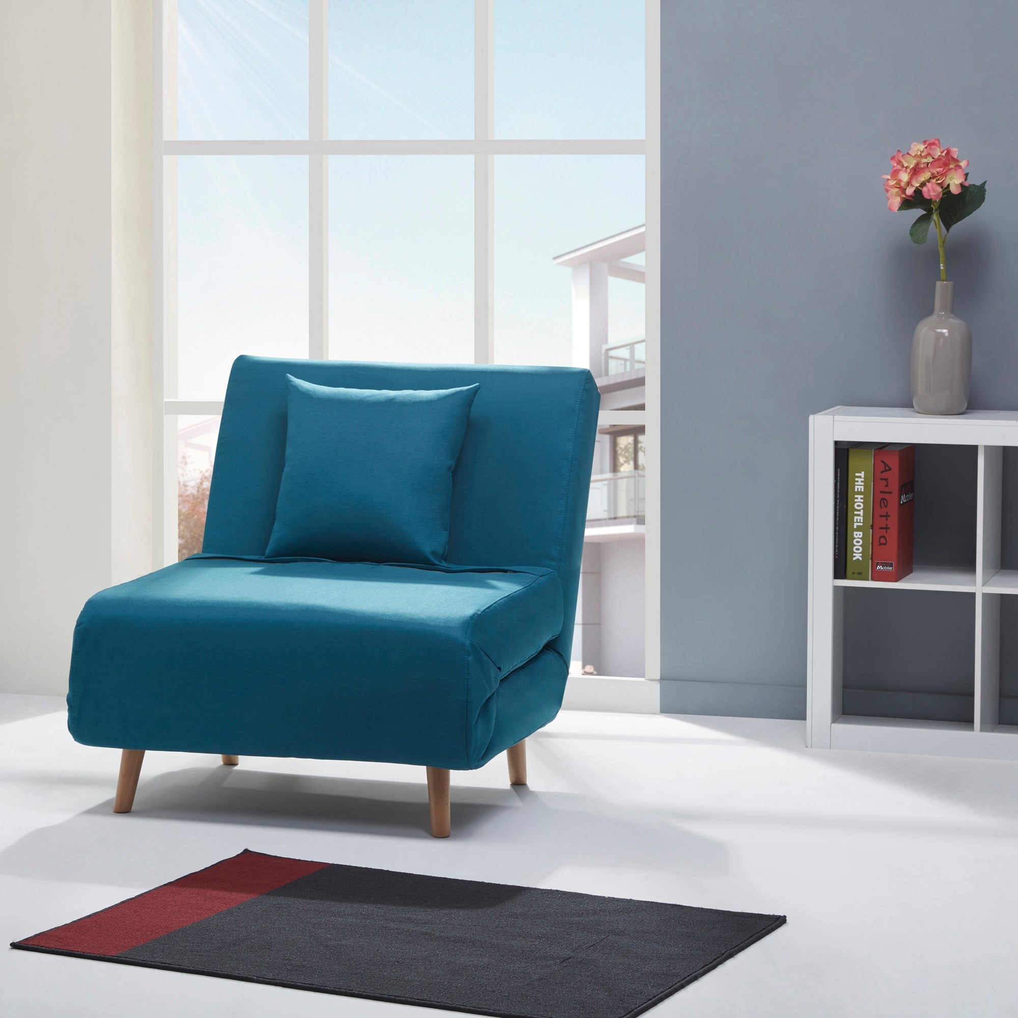 Macy Fabric Teal Chair Bed Blue