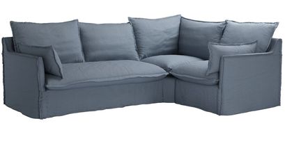 Isaac Asym: LHF 2 Seat Sofa Bed w RHF Single in Loch Brushed Linen Cotton - sofa.com