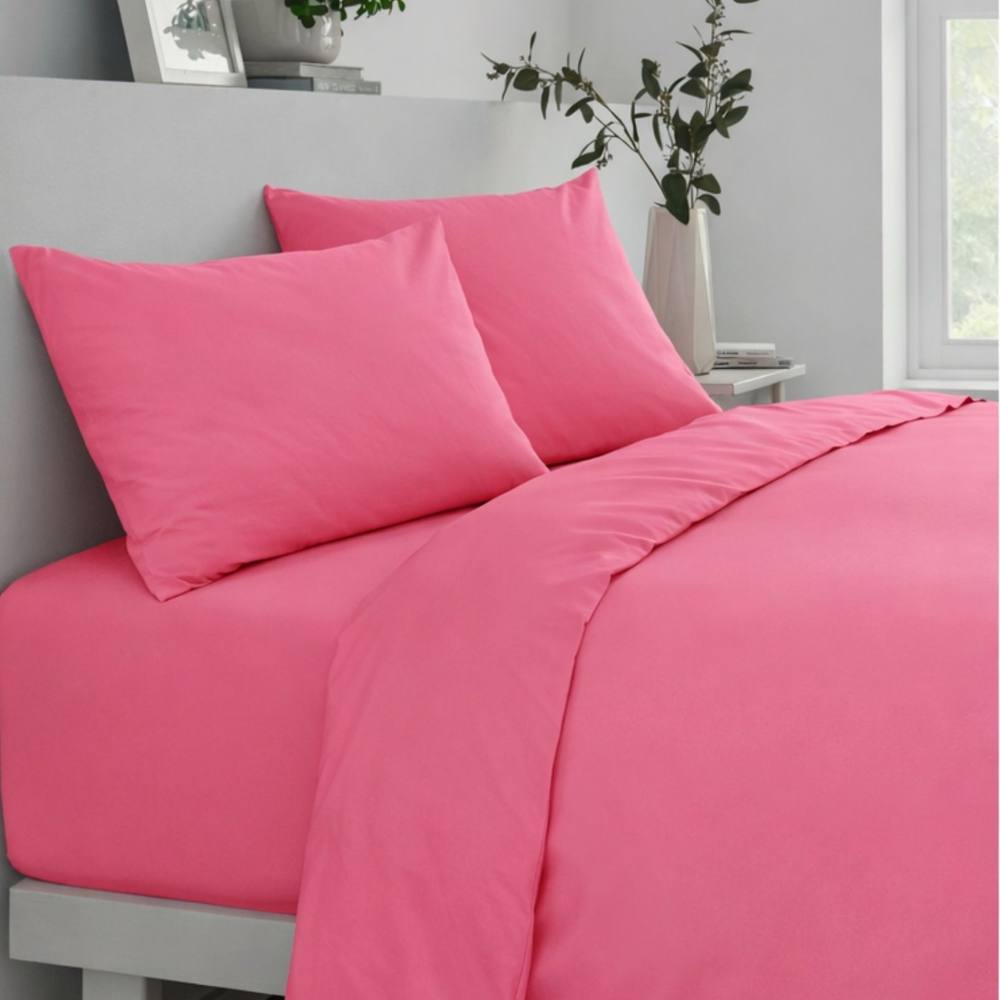 Smart Living Polycotton Bed Linen Luxury Fitted Bedsheet or Pillowcase Non Iron in Pink