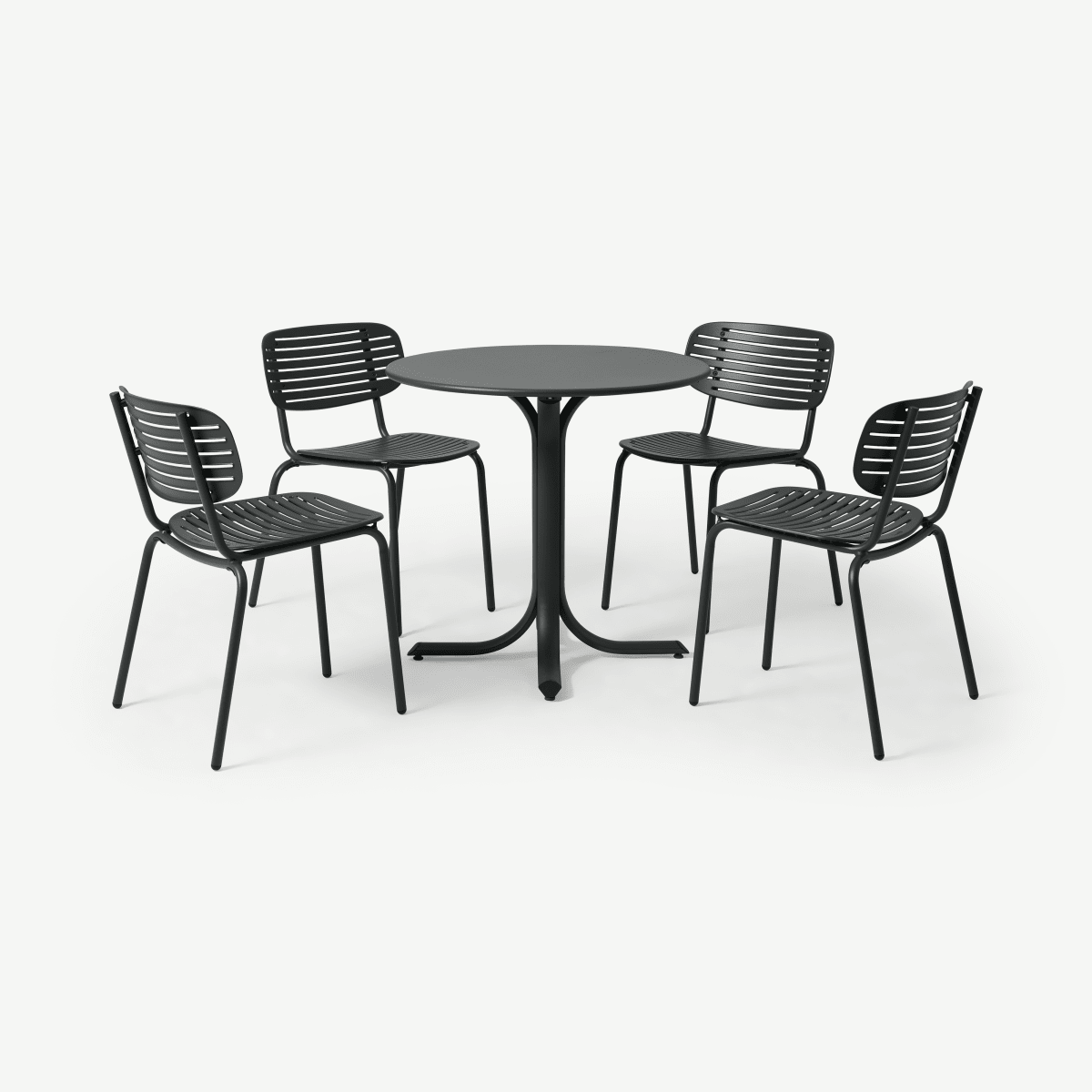 Emu 4 Seat Garden Dining Set, Dark Grey Powder-Coated Steel