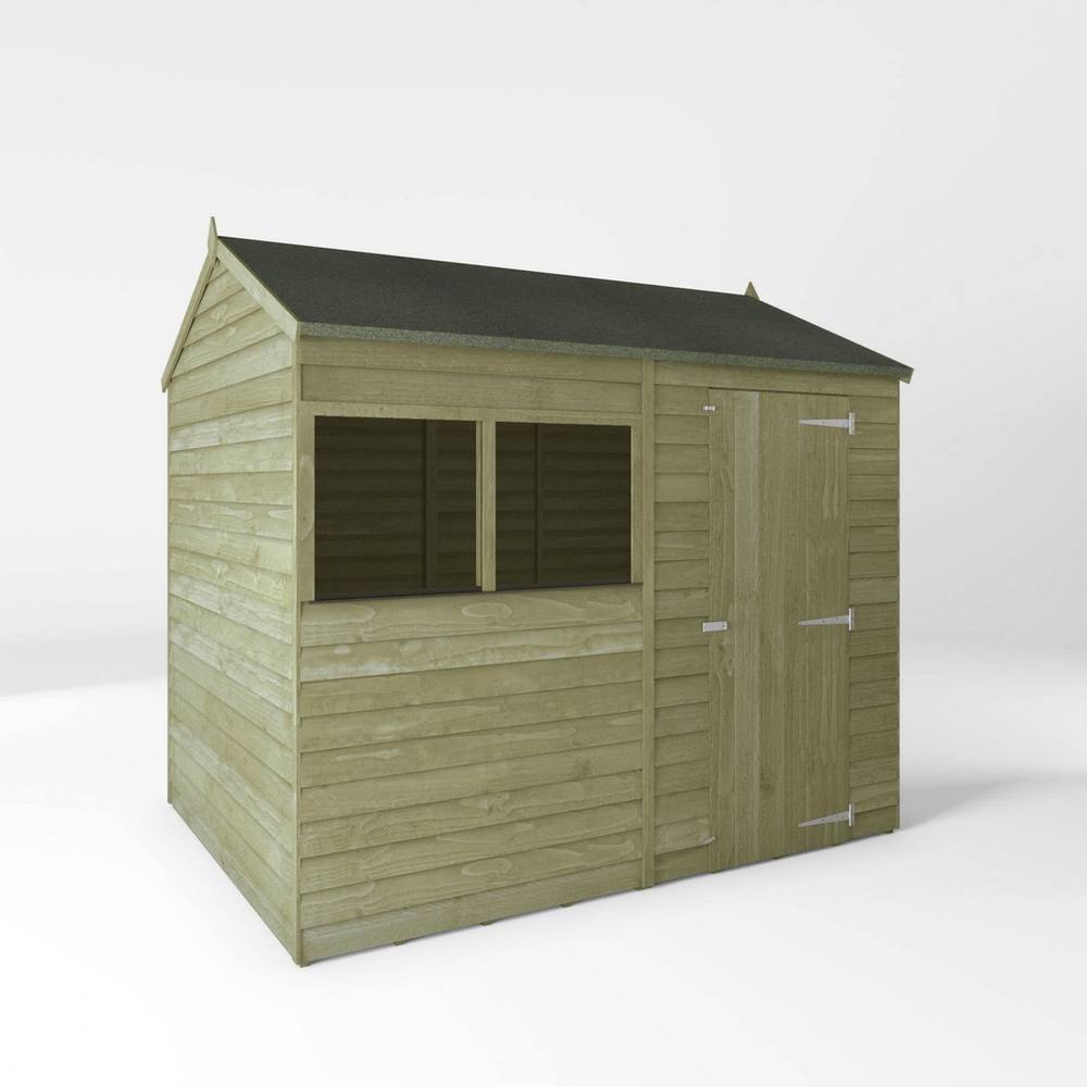 Mercia 8 x 6 Feet Overlap Reverse Apex Shed - L190.5 x W241.4 x H221.8 cm in Brown