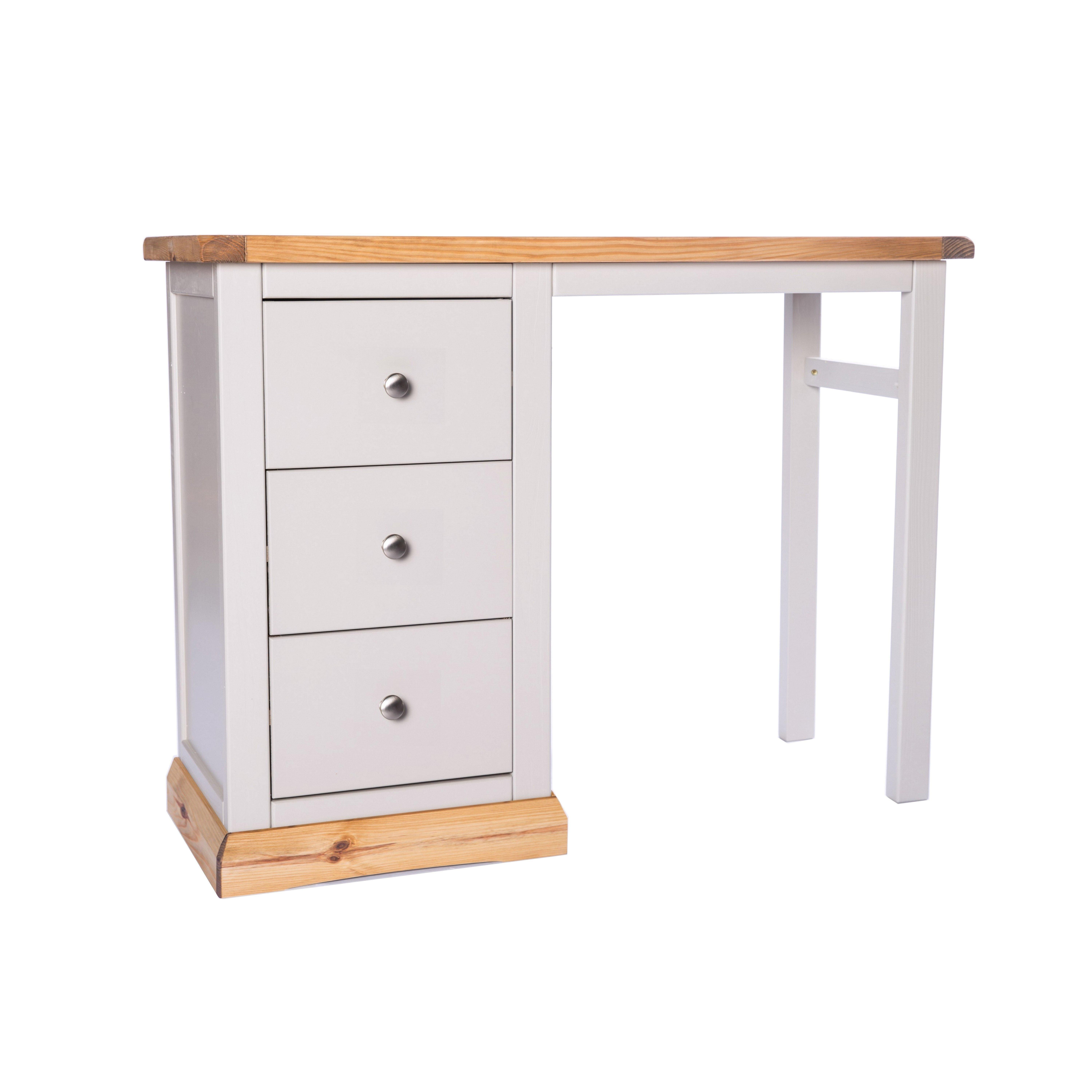 Cabinet Bits Bomporto 3 Drawer Desk - Dressing Table Chrome Knob in Light Grey