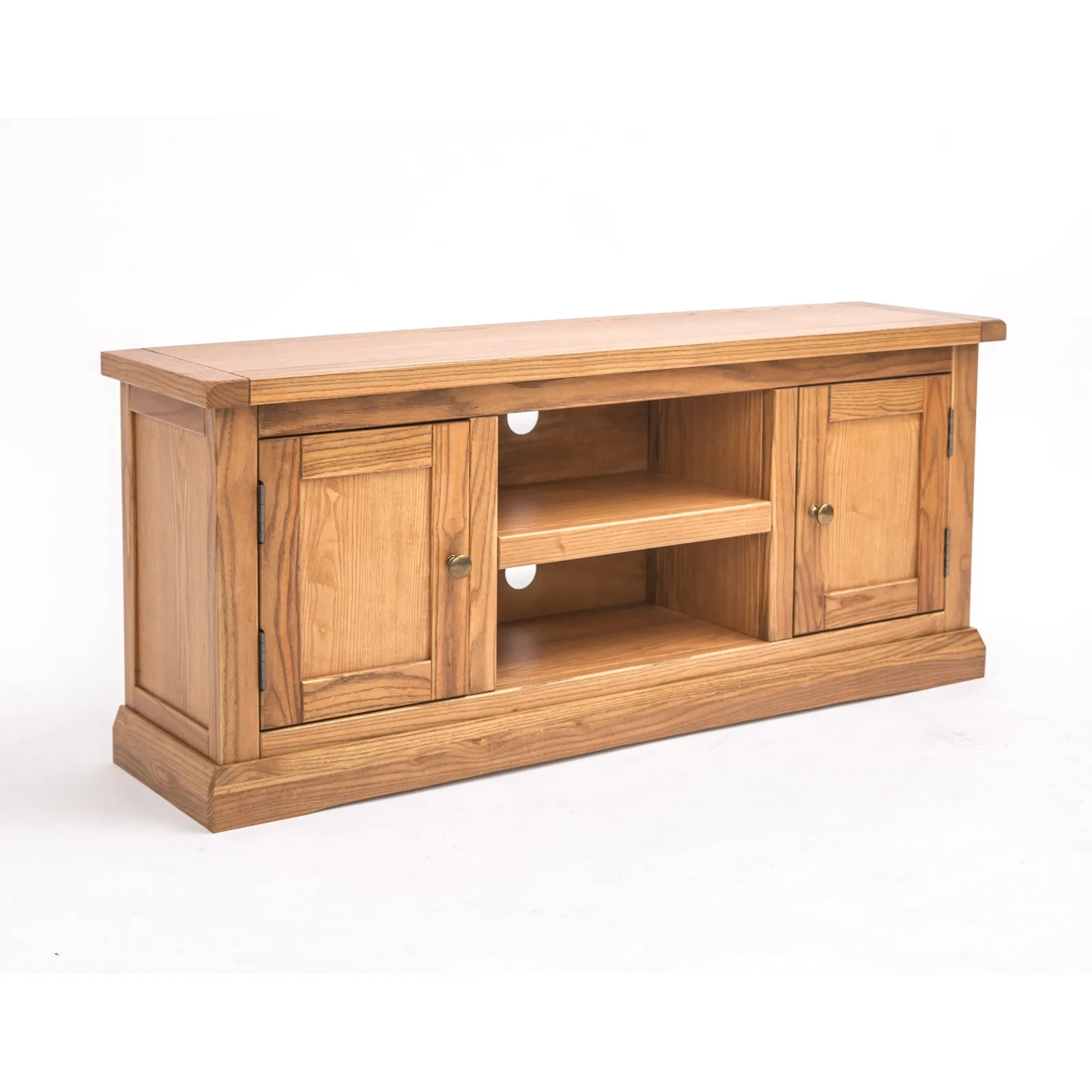 Cabinet Bits Salerno Light Wood 2 Door TV Cabinet Brass Knob in Natural 3