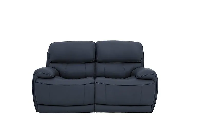 Rocco 2 Seater Leather Power Rocker Sofa with Headrests - BV Ocean Blue