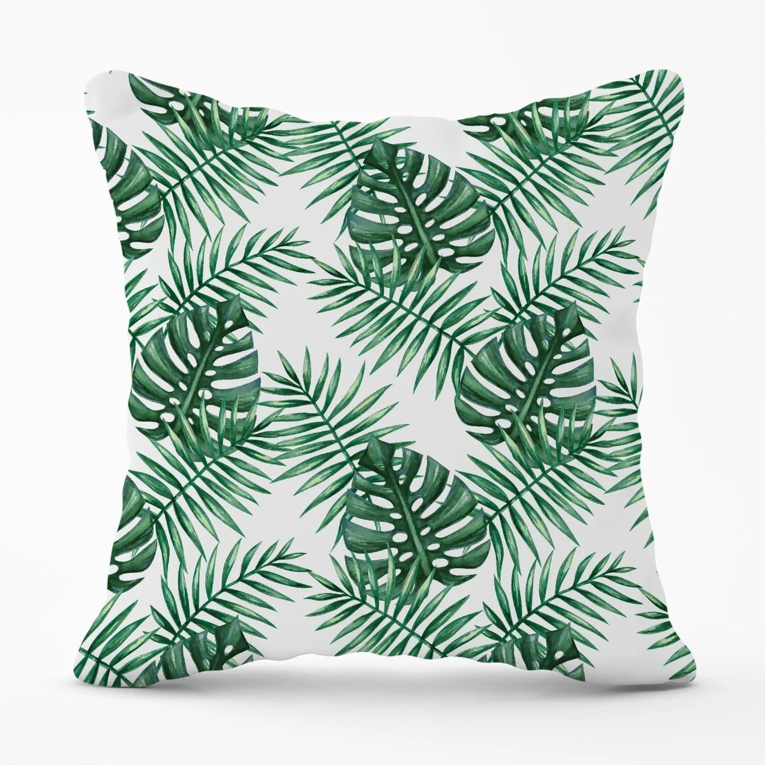 Warren Reed - Designer Watercolour Tropical Leaves Outdoor Cushion in Green