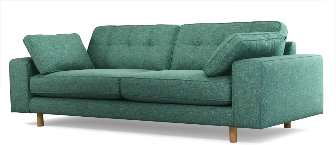 Content by Terence Conran Tobias, 3 Seater Sofa, Textured Weave Teal, Light Wood Leg