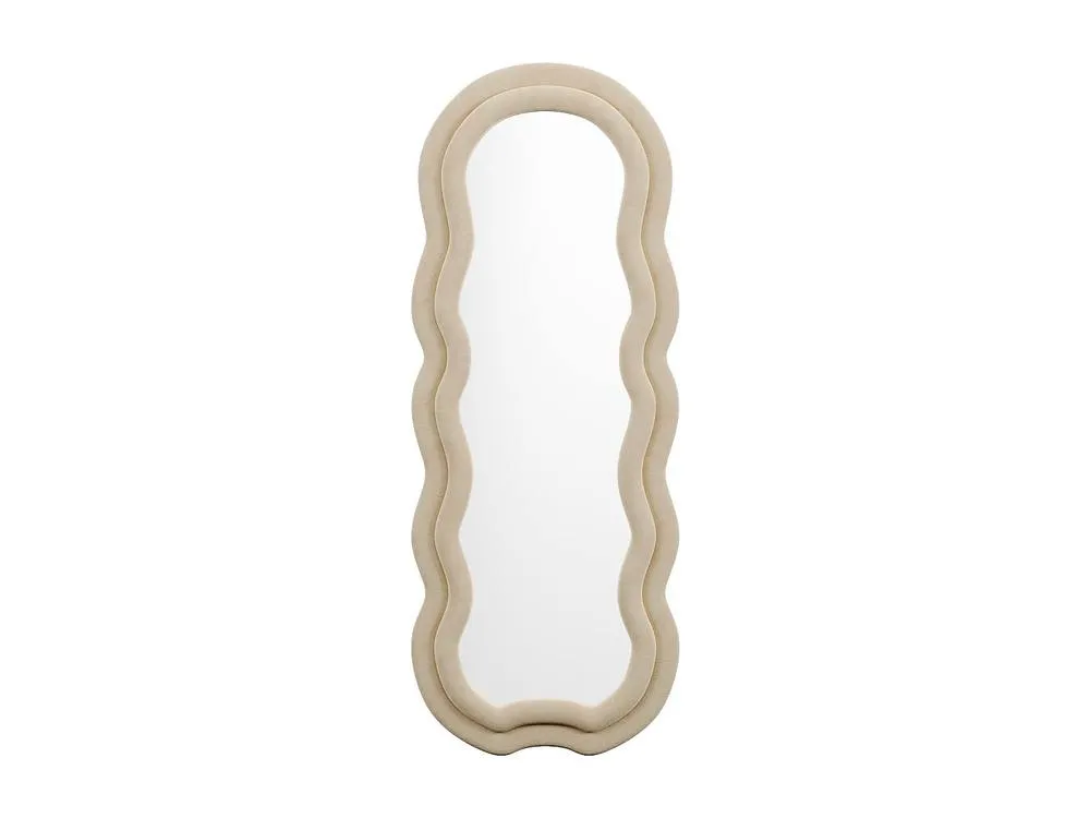 Vente-unique -Shaped Velvet Mirror - L60 X H160 Cm - Beige - LINOA 2