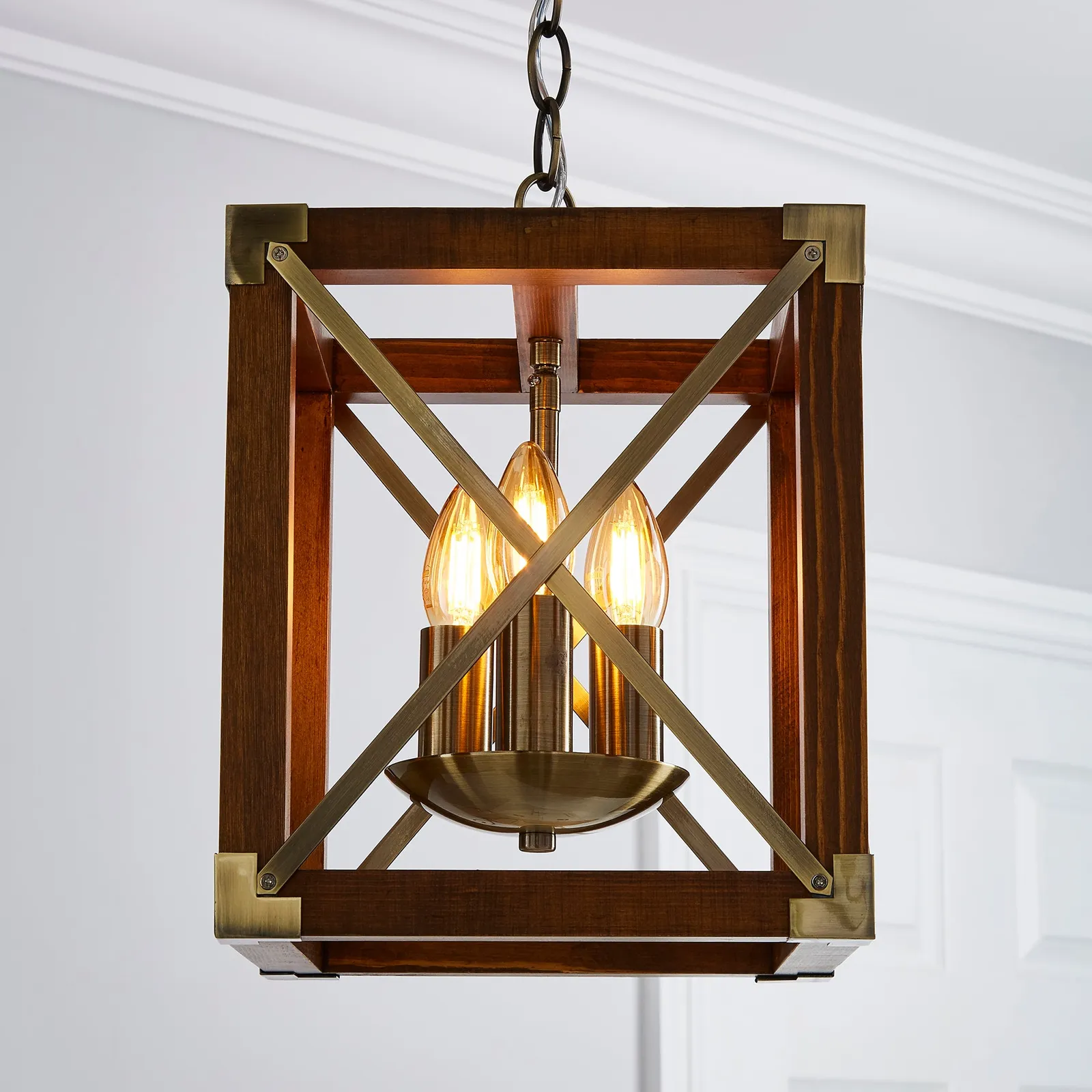 Trio 3 Light Pendant Natural Ceiling Fitting Brown