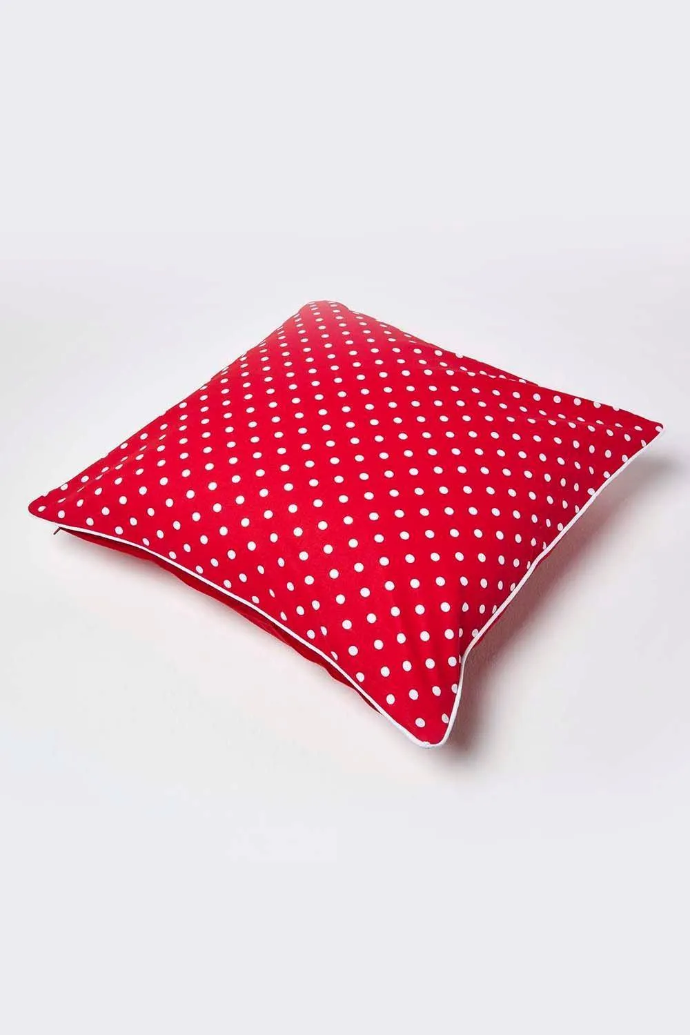 Homescapes Cotton Polka Dots Cushion Cover in Red 4