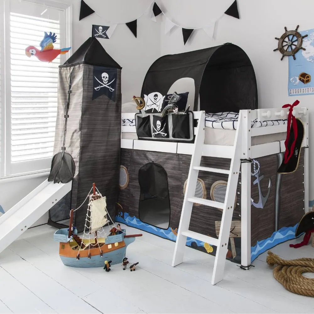 Nöa and Nani Moro Cabin Bed with Slide & Pirate Hideaway Package in White 3